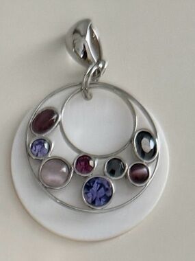 Lia Sophia Multicolor Gemstone Circle Pendant for a Necklace - Silver Tone